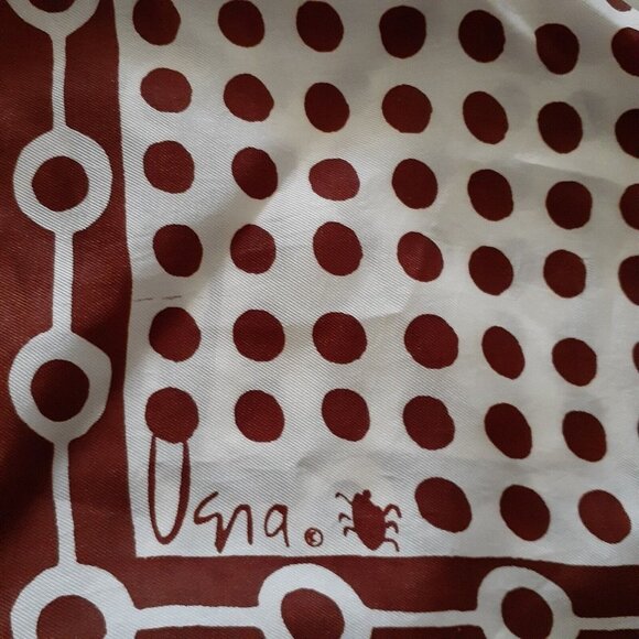 Vintage Signed Vera Scarf Polka Contrasting Border Hand Rolled Silk Square 31" - Picture 3 of 9